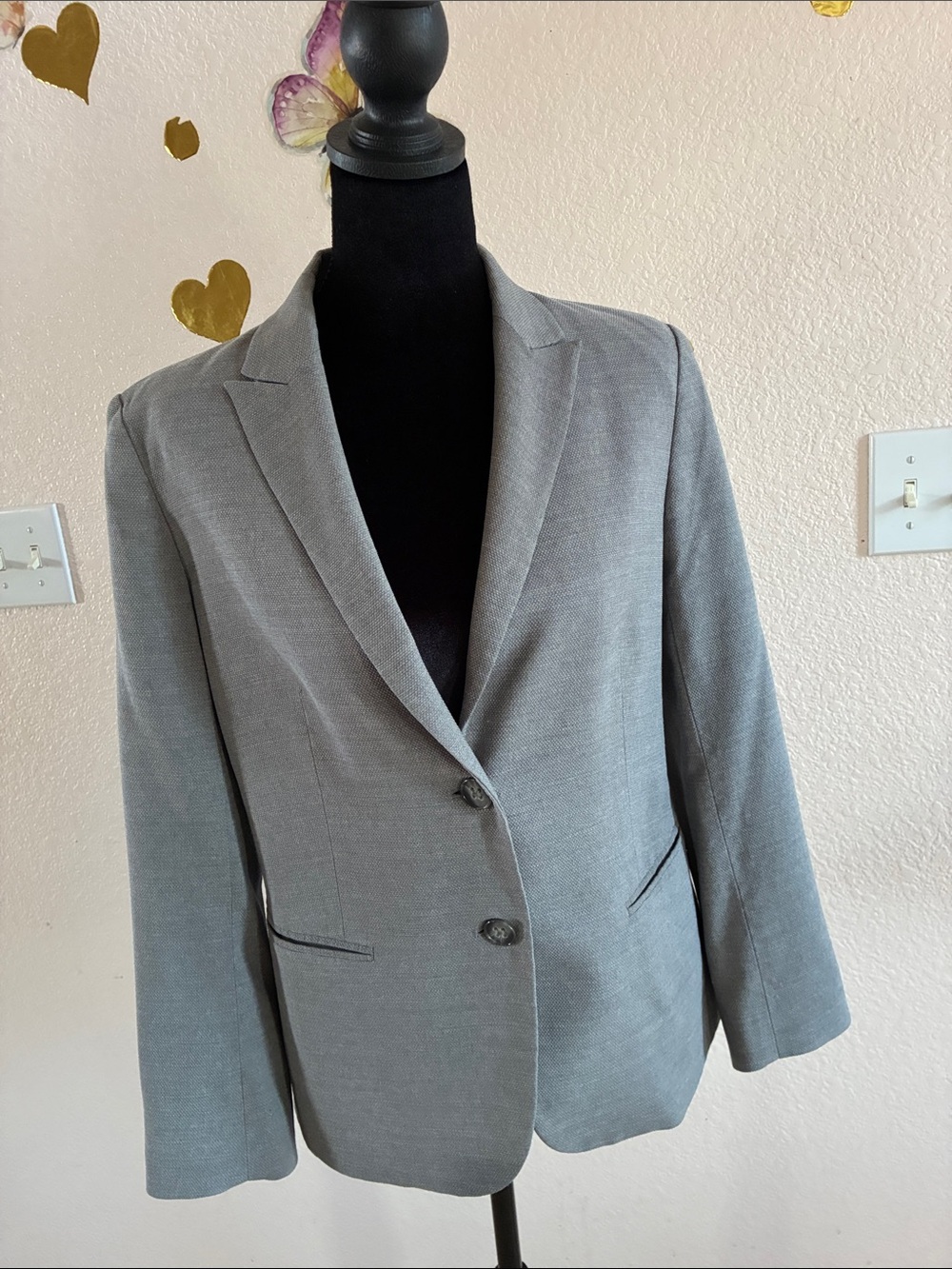 Theory Gray Women's Tailored Two-Button Blazer